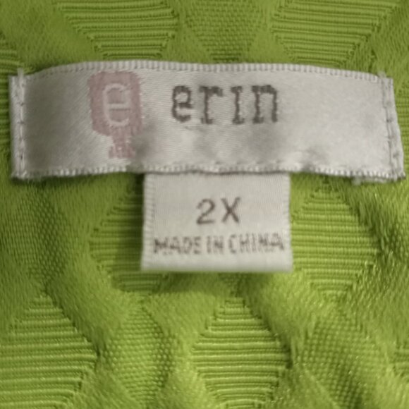 Erin London Lime Green Textured Zip Front Long Sleeve Jacket - Picture 6 of 7